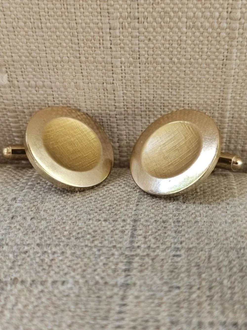 Vintage Cufflinks Gold Tone Round Shape Men Shirt Cuff Links Stud Unbranded